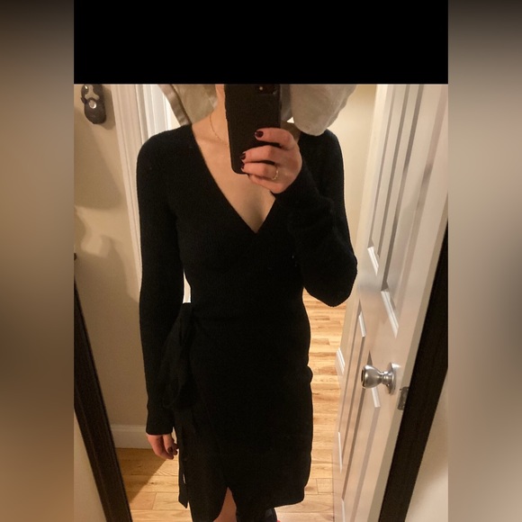 Wrap-Front Midi Dress in Black - Picture 4 of 10